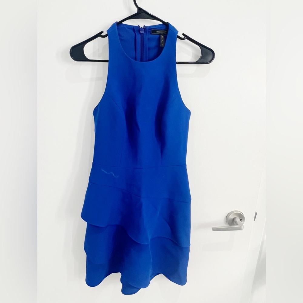 NEW Bcbgmaxazria blue cutout cocktail party wedding holiday mini dress
